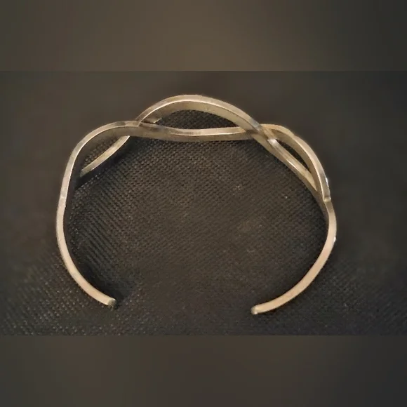 Sterling Silver Swirl Bangle Cuff Bracelet - Picture 4 of 4